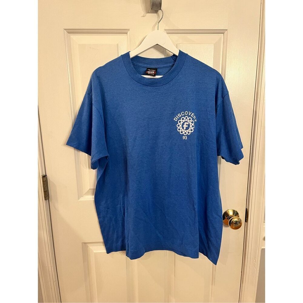 Vintage Best Blue “Discovery 93” T-Shirt sz XL (spots)
